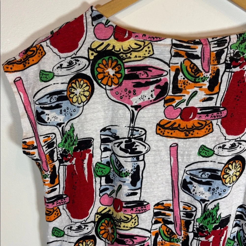 Nicole Millar 100% Linen Cocktail Print Top - Picture 9 of 11
